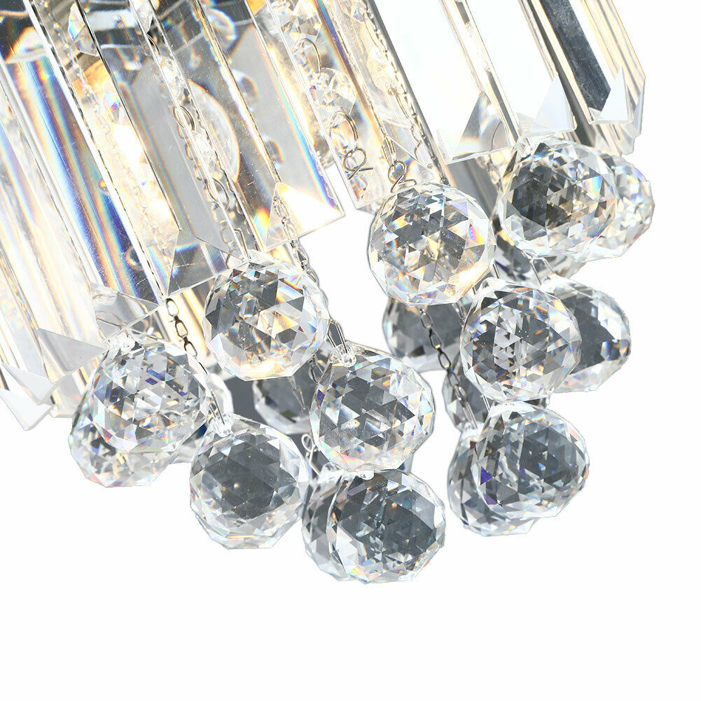 Fichiouy 2pcs LED Crystal Chandelier Pendant Fixture Kitchen Island Light Hanging Lamps E26