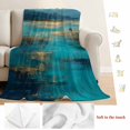 thumbnail image 5 of Teal Golden Oil Painting Blanket Soft Cozy Warm Throw Blanket for Couch, Plush Fuzzy Flannel Fleece Blankets for Sofa, Modern Art Retro Abstract Bed Blankets Lightweight Gifts for Women, 50"x60", 5 of 9