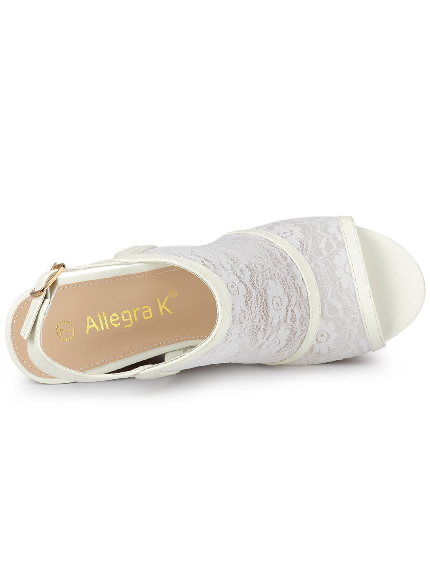 DARING DIVA Women's Open Toe Platform Heel Lace Wedges Sandals White 6