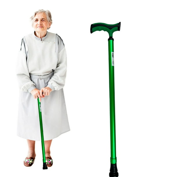 Bastón Mango Alemán TPR y Regatón Antideslizante | Ajustable en 10 Niveles (73-96 cm) | Aluminio Liviano y Resistente | Diseño Ergonómico para Máxima Comodidad | 4 Colores Disponibles (VERDE)