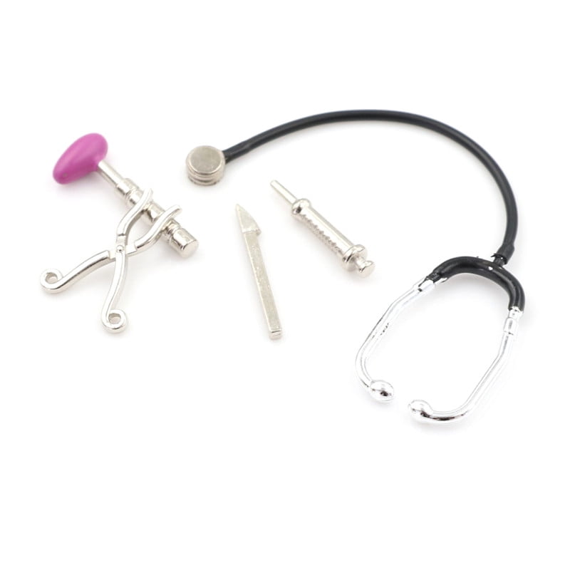 5pcs/set Mini Medical Device Tool Dollhouse Auscultation Stethoscope  ^jg 