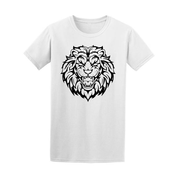 Smartprints Mens Graphic Tee - Roaring Lion Tribal Tattoo - Regular Fit 100% Cotton