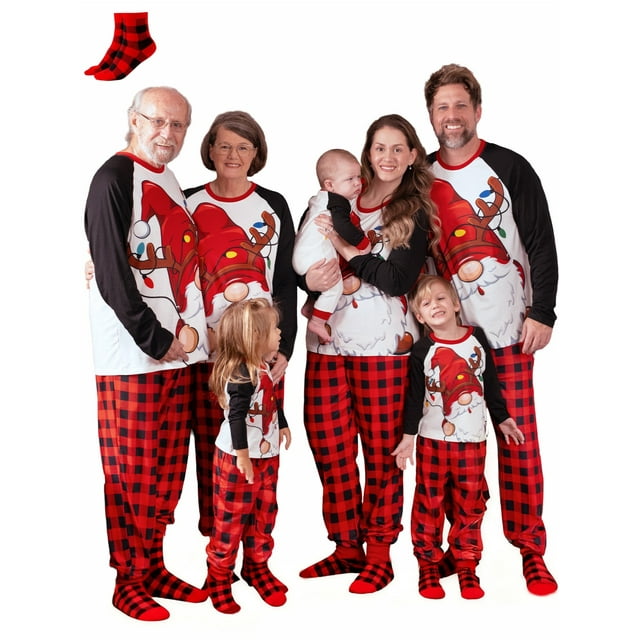 PatPat Ensembles de Pyjamas Assortis de Noël pour la Famille avec Imprimé du Père Noël (Résistant aux Flammes)