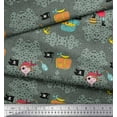 thumbnail image 2 of Soimoi Polyester Crepe Fabric Flag,Treasure Box & Pirate Boy Nautical Print Fabric by The Yard 52 Inch Wide, 2 of 3