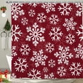 thumbnail image 2 of Pbobriich Red Christmas Fabric Shower Curtain,Winter Snowflake Waterproof Bath Curtain with Hooks,72"x72", 2 of 5