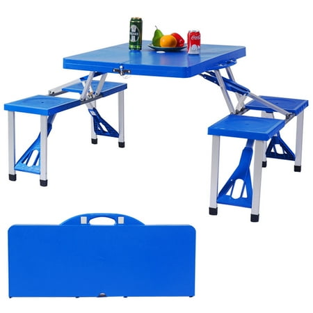table picnic foldable seat gymax bench camping outdoor