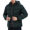 thumbnail image 4 of COSFO Green Mens Winter Puffer Jacket Removable Hood Casual Full Zip Coat with Pockets Long Sleeve Loose Fit Cotton Mens Winter Coats, 4 of 4