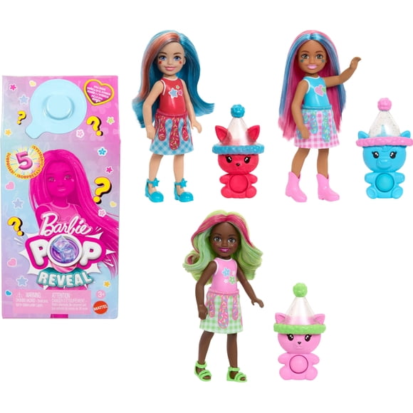 Set de muñecas Barbie Chelsea Pop Reveal Shakes con 5 sorpresas