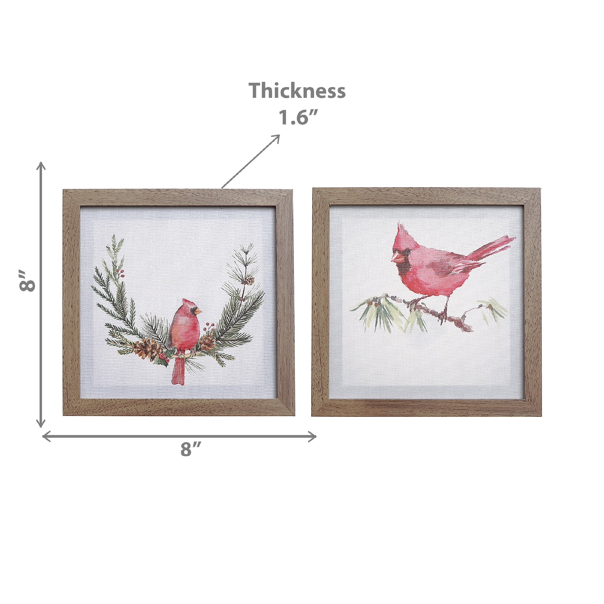 Cardinal Wooden Canvas Wall Art (Asstd) - Set of 2