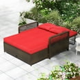 thumbnail image 4 of Gymax Causeuse-Lit de Jour en Rotin pour Patio avec Ottomane Multifonctionnelle, Rouge, 4 of 10