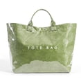 thumbnail image 1 of Bolsa de mano Lushandy de PVC con estampado de letras para mujer, color verde hierba, 1 of 7