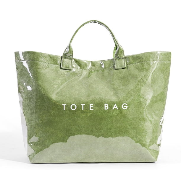Bolsa de mano Lushandy de PVC con estampado de letras para mujer, color verde hierba
