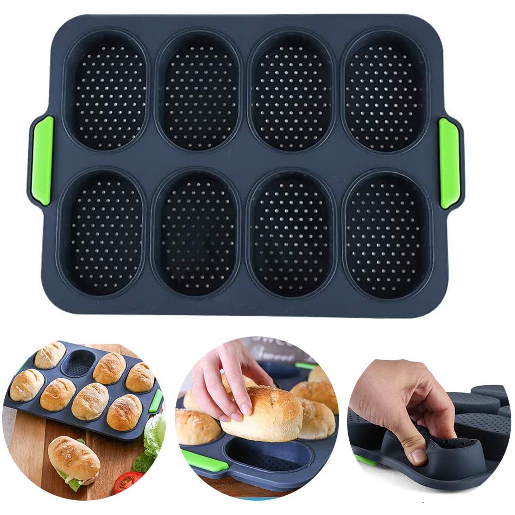 Moule à Baguette En Silicone 9 Cavités - Antiadhésif, Pour Four Et Lave-vaisselle | Faites Des Mini-Pains Maison