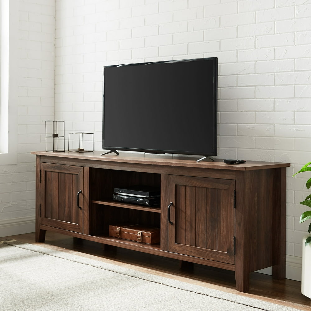 Manor Park Modern Farmhouse TV Stand for TVs up to 80", Dark Walnut