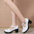 thumbnail image 3 of DADAWEN Women's Mary Jane Pumps Block Heel Platform Oxfords Leather Shoes - Comfortable Fashion T-Strap White Size 10 US, 3 of 6