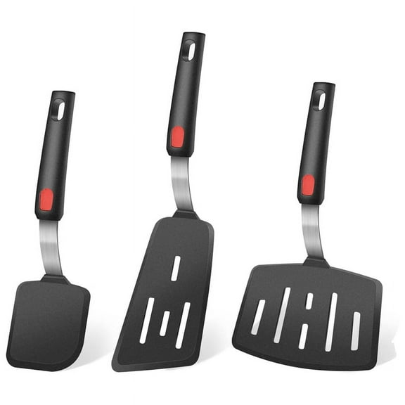 Silicone Spatula, Turner, 600F Heat Resistant, perfect for Flipping Eggs, Burgers, Pancakes, Crepes and More (3 Pack)