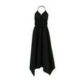 thumbnail image 6 of Women's Summer Slip Dress Solid Color Sleeveless V Neck Asymmetric Hem Midi A-Line Dress, 6 of 10