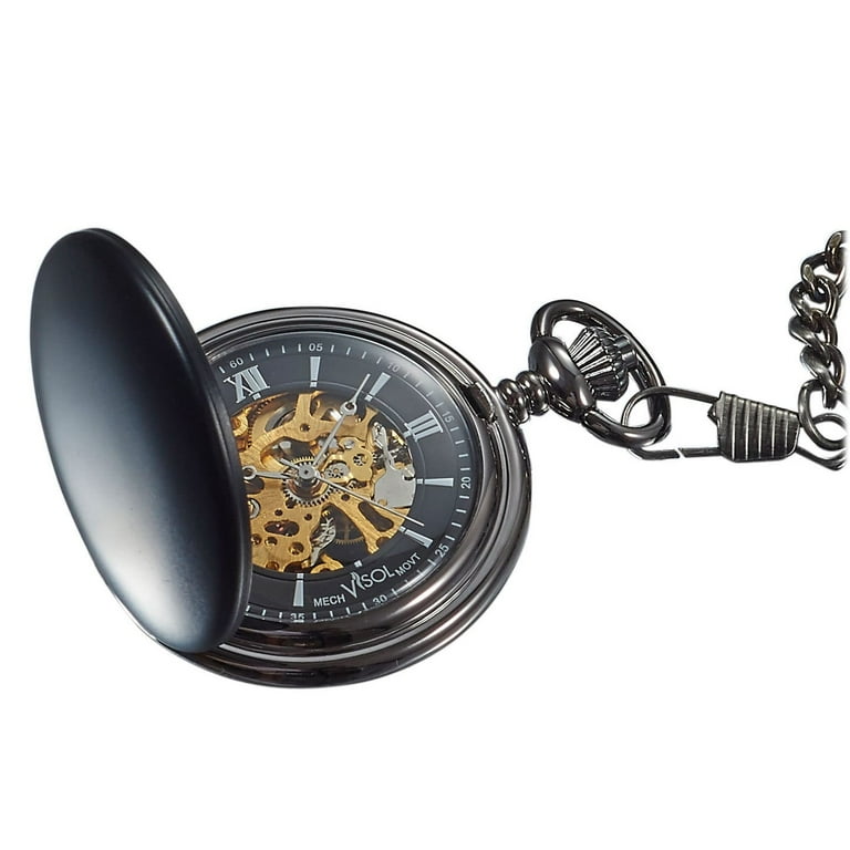 Matte black pocket watch deals