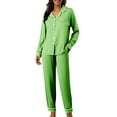 thumbnail image 2 of ZhangNan Cute Pajama Sets Long Sleeve Sleepwear Button Loungewear Soft 2 Piece Set With Pockets Long Pants Satin Fabric 2PC, One Size, Size M-2XL, 2 of 9
