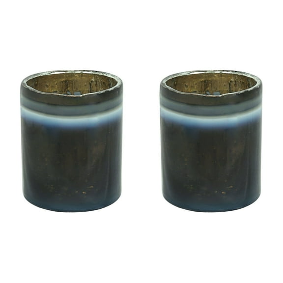 Aspen Creative 16001-2 Grey Glass Votive Candle Holder 2-3/4" Diameter x 3" Height, 2 Pack