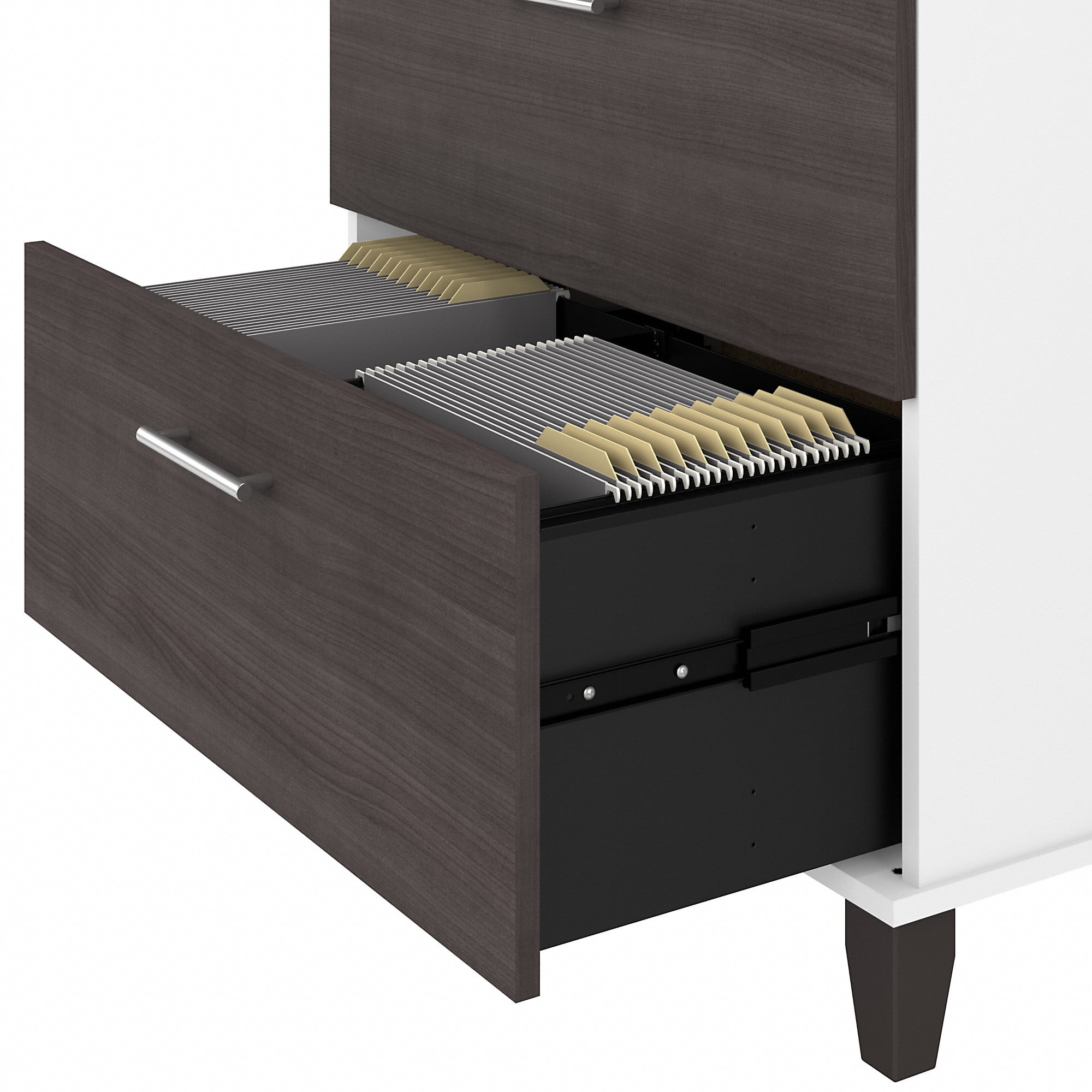 Bush Furniture Somerset Lateral File Cabinet, 2 Drawer, Storm Gray & White