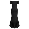 thumbnail image 4 of Puliio Women's Dresses Off Shoulder Strapless Wrap Solid Color Wrapped Slim Fit Hem Slit Dress Elegant Mermaid Hem Cocktail Party Dresses, 4 of 4