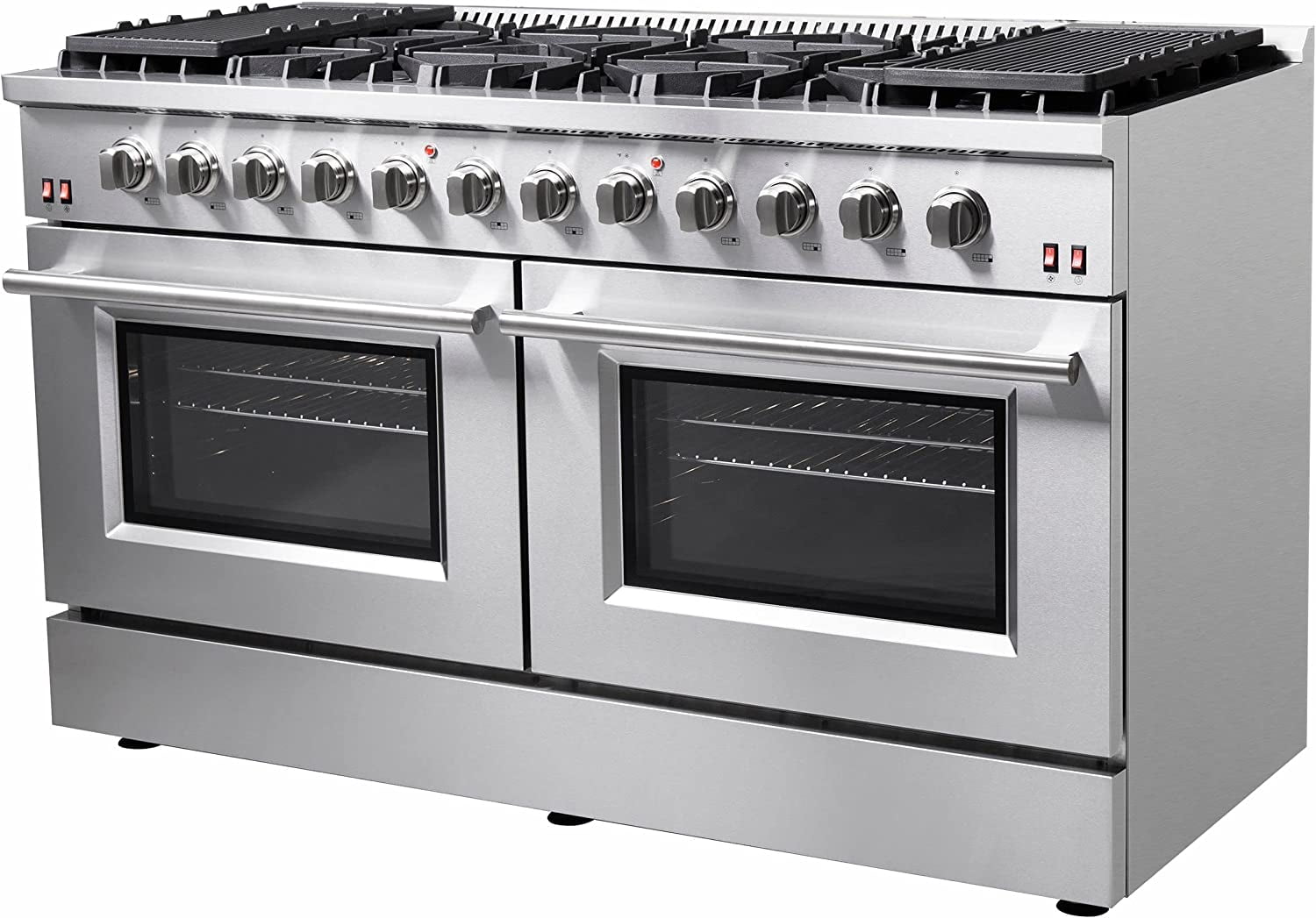 Forno Galiano 60-Inch Freestanding Gas Range, 10 Burners, Double Ovens, Griddle, Energy Efficient