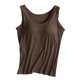 thumbnail image 1 of Camiseta deportiva sin mangas de color liso para yoga para mujer: almohadilla en el pecho, sin aros, tirantes anchos, camiseta sin mangas informal, cuello redondo, ropa de verano, 1 of 3