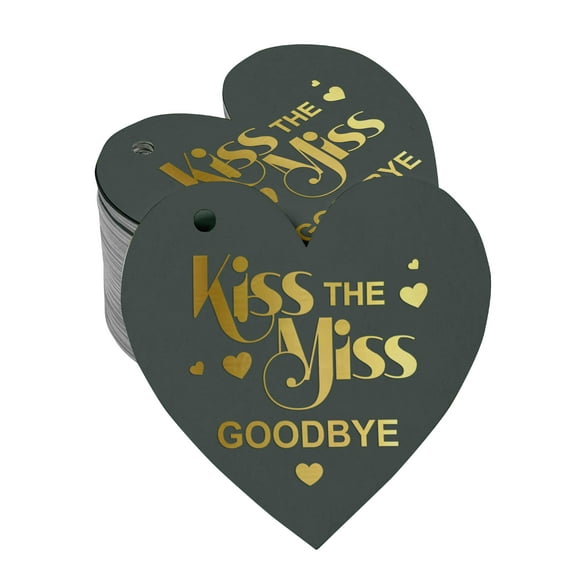 Inkdotpot 100 Pack Real Gold Foil Paper Tag Kiss The Miss Goodbye Bridal Shower Favor Hang Tag