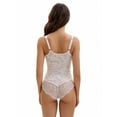 thumbnail image 2 of DARING DIVA V-Neck Sleeveless Floral Lace Bodysuit S White, 2 of 6