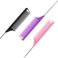 thumbnail image 3 of Rat Tail Combs Parting Comb: 3Pcs Rat Tail Comb Set, Long Steel Pin Rat Tail Teasing Comb, Hair Combs for Salon Hair Stylist, Tail Combs Metal ,Parting Combs for Women(Purple|Black|Pink), 3 of 5