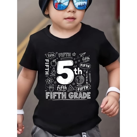 Typography 5th Grade Back to School Hello Fifth Grade Funny Kids T-Shirt