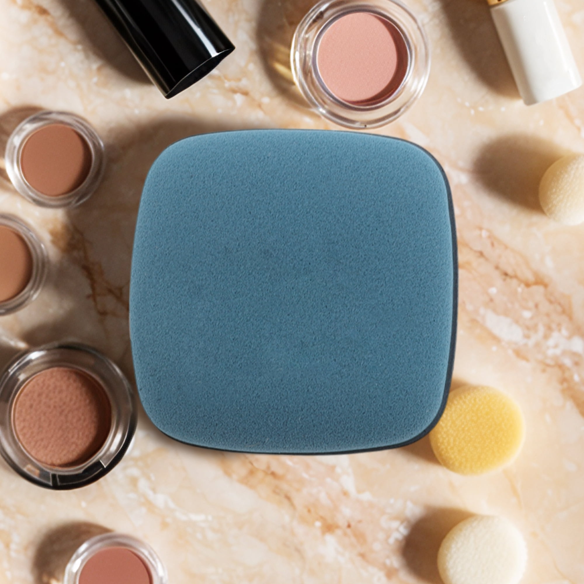 Unique Bargains 5 Pcs Square Face Makeup Sponge for Travel Navy Blue