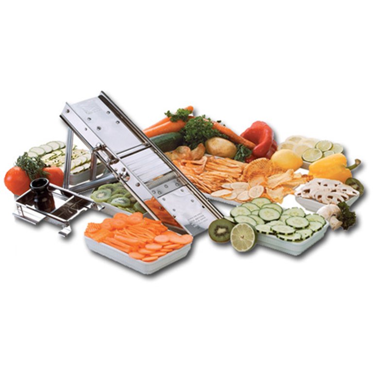Louis Tellier 3839 Bron Coucke Mandoline Slicer with Hand Guard and (2)  Blades, Stainless Steel