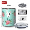thumbnail image 4 of 12oz Coffee Tumblers Bull Terrier Dog and Flower Florals Stainless Steel Vacuum Insulated Travel Tumbler Coffee Cups Mug with Lid and Straw with Cleaning Brush for Cold & Hot Drinks, 4 of 5