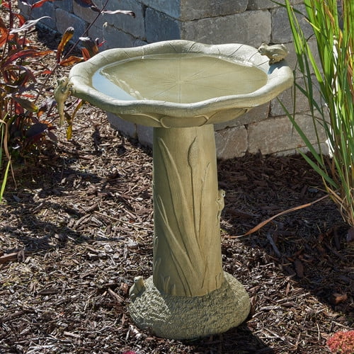 Smart Solar Acadia Traditional Birdbath - Olive Green - Walmart.com