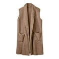 thumbnail image 6 of YDFCWXW Womens Sleeveless Sherpa Vest with Pockets Lapel Open Front Fleece Cardigan Sweater Fuzzy Jacket Coat (Khaki, XL), 6 of 8