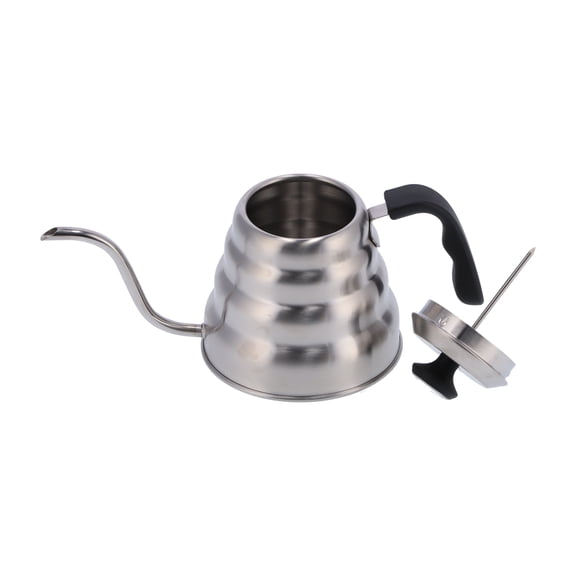 Stovetop Gooseneck Pour Over Coffee Pot Kettle Stainless Steel 1200 ML / 40.5 fl oz Teapot with Built-in Thermometer for Precision Brewing Black Handle