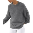 thumbnail image 5 of PRETTYGARDEN Womens Fall Long Sleeve Sweater Crew Neck Fuzzy Loose Fit Chunky Knit Pullover Sweaters Going Out Tops, 5 of 9