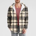 thumbnail image 2 of Casual Mens Jacket Plaid Check Print Pocket Long Sleeved Button Hooded Fall And Winter Coats 2025, 2 of 6