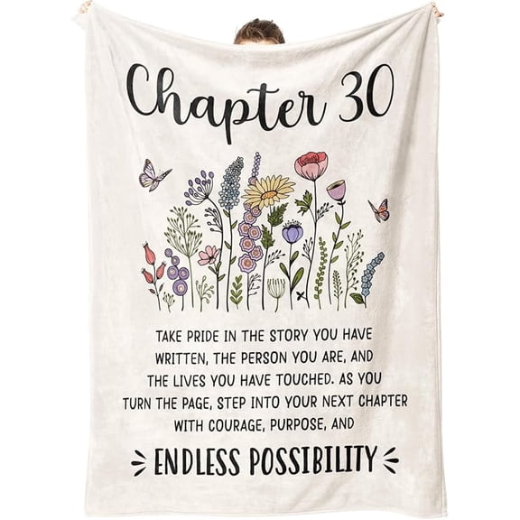 30th Birthday Gifts for Women, Chapter 30 Throw Blanket, 30 Year Old Bday Gifts for Women, Daughter, Friend, 1995 30th Birthday Decorations for Her, Turning 30 Throw Blankets