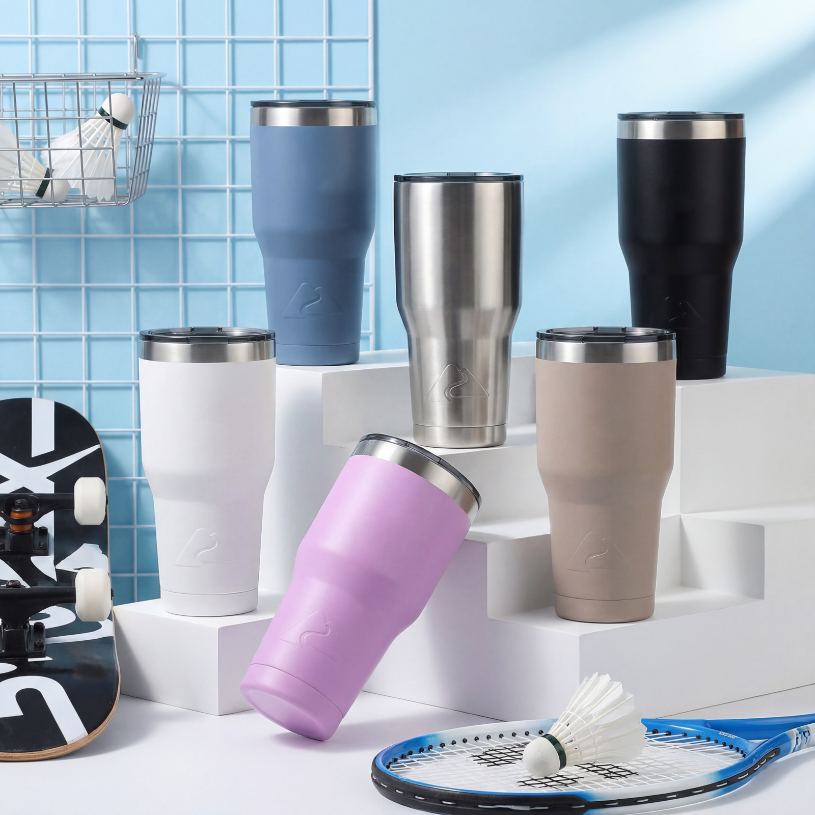 Termo de acero inoxidable aislado de 32 oz, negro 7