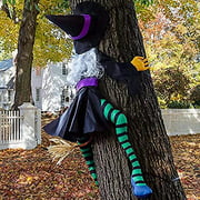 POPGIFTU Large Crashing Witch Halloween Decorations(63" H), Crashing Witch into Tree, Outdoor Indoor Crashed Witch Props Halloween Hanging Decorations