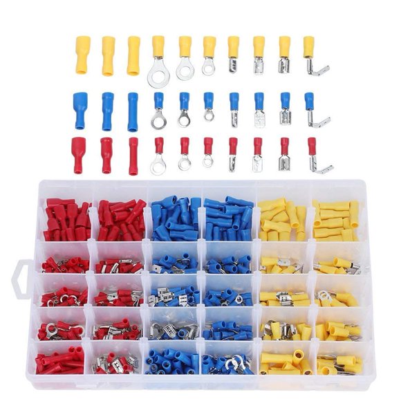 480pcs Electrical Lugs, Flat Electrical Lugs Connectors, Crimp Terminals for Protection and Cable / Wire Connection with Portable Storage Box V7003-3