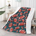 thumbnail image 2 of Football Icon Darkgreen Pattern Soft Sherpa Fleece Throw Blanket, Warm Cozy Plush Blanket for Sofa Bed Couch, All Season, 60"x80", 2 of 5