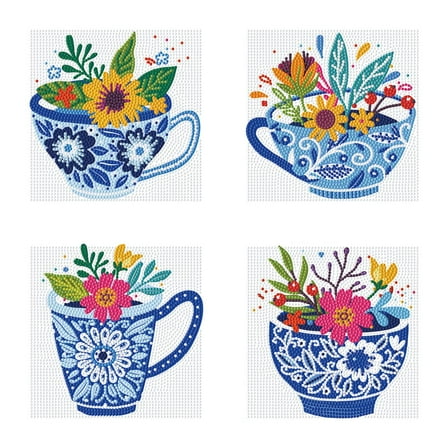 Diamond Dotz Mini Teatime Posies Diamond Painting Kits for Adults - Floral Diamond Art Kits a Relaxing Creative Craft Kit with Dotz Gems 5x5