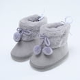thumbnail image 3 of Baby Solid Color Cotton Shoes Fleece Double Pom Soft Soled Toddler Shoes Snow Boots, 3 of 4