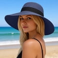 thumbnail image 2 of Ticikt Wide Brim Sun Hat for Beach Travel with Bow Detail Summer Hat,Color:Blue, 2 of 4