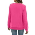 thumbnail image 3 of Lumtrix V Neck Sweatshirt Women with Pockets Casual Plain Comfort Hoodless Hoodies Pullover Sweatshirts No Hood Fall Long Sleeve Pullover Hot Pink S, 3 of 5
