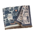 thumbnail image 3 of Bufanda de cachemira sintética con estampado de gato grande, chal de pashmina, bufanda gruesa para mujer Azul, 3 of 9